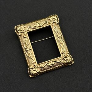 Givenchy Vintage Gold Tone Frame Brooch Paris New York Large Statement